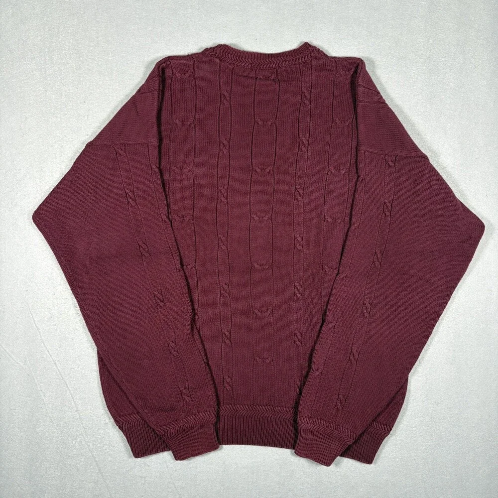 Vintage 90s Nautica Men's Cable Knit Sweater Crew Neck Regular Size XL